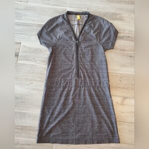 Lole Gray Geometric Zip Up XS Athletic Dress Recycled Fabric Pickleball Tennis